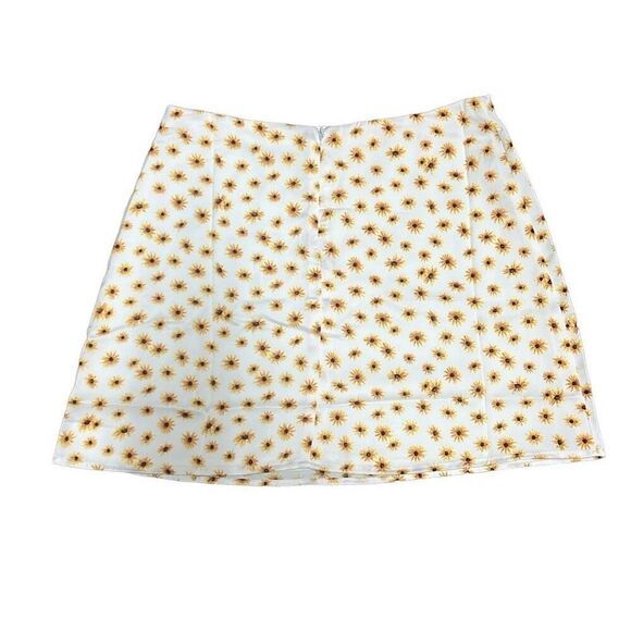 Revolve Weworewhat Ivory Yellow Ditsy Daisies Mini Slip Skirt Lined Medium NWT - Picture 2 of 10